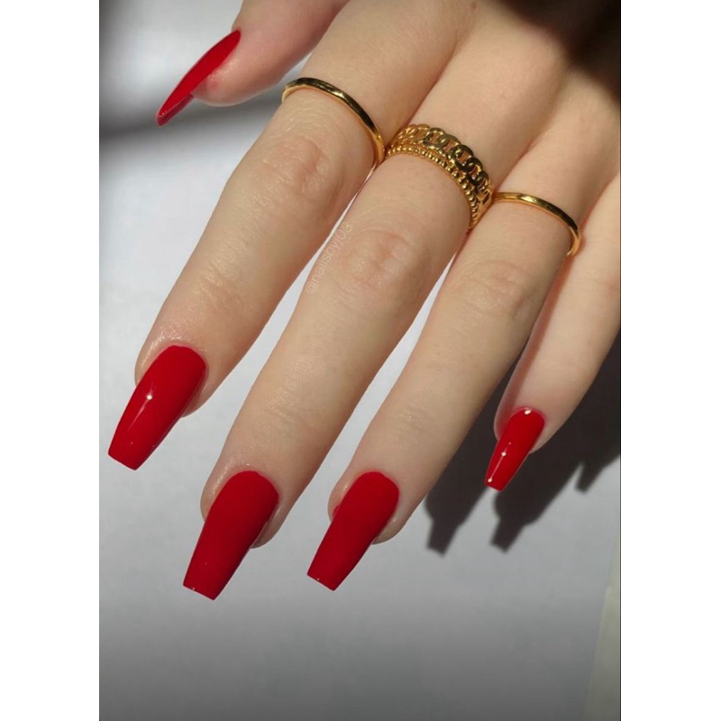 UNHAS POSTIÇAS REALISTAS COLORIDAS VERMELHAS 24 PCS | Shopee Brasil