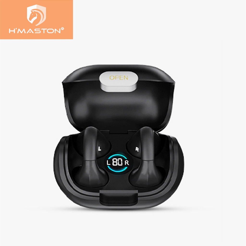 H'maston Rs-46 Fone Sem Fio Bluetooth 5.3 Tws Condução Óssea Com Led