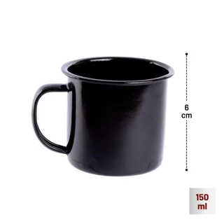 caneca 150ml de Aço Esmaltada Lisa Preta