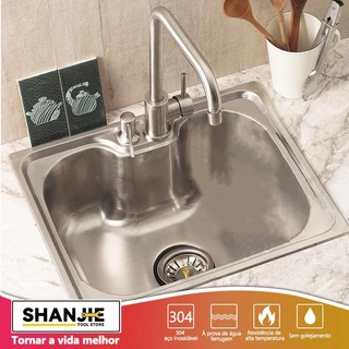 Cuba para cozinha gourmet pia aço inox com acessórios Nawa 60 cm e Torneira gourmet + Torneira Gourmet Monocomando