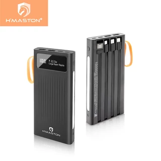 H'maston YD-30 Carregador Portátil Power Bank 10000mah com Corda,Display da Fonte de Alimentação LED e uma luz LED Possui 7 Portas de Saída e 2 Portas de Entrada
