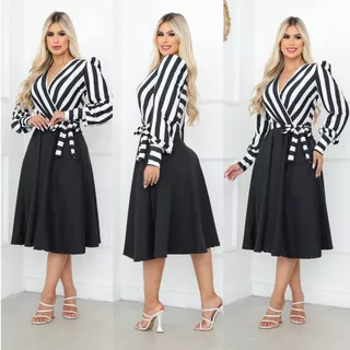 Vestido Princesa Moda Evangelica Manga Longa Elegante - MANUELA