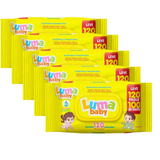 Kit C/5 Lenços Umedecidos Luma Baby - 120 Unidades em Oferta na Shopee