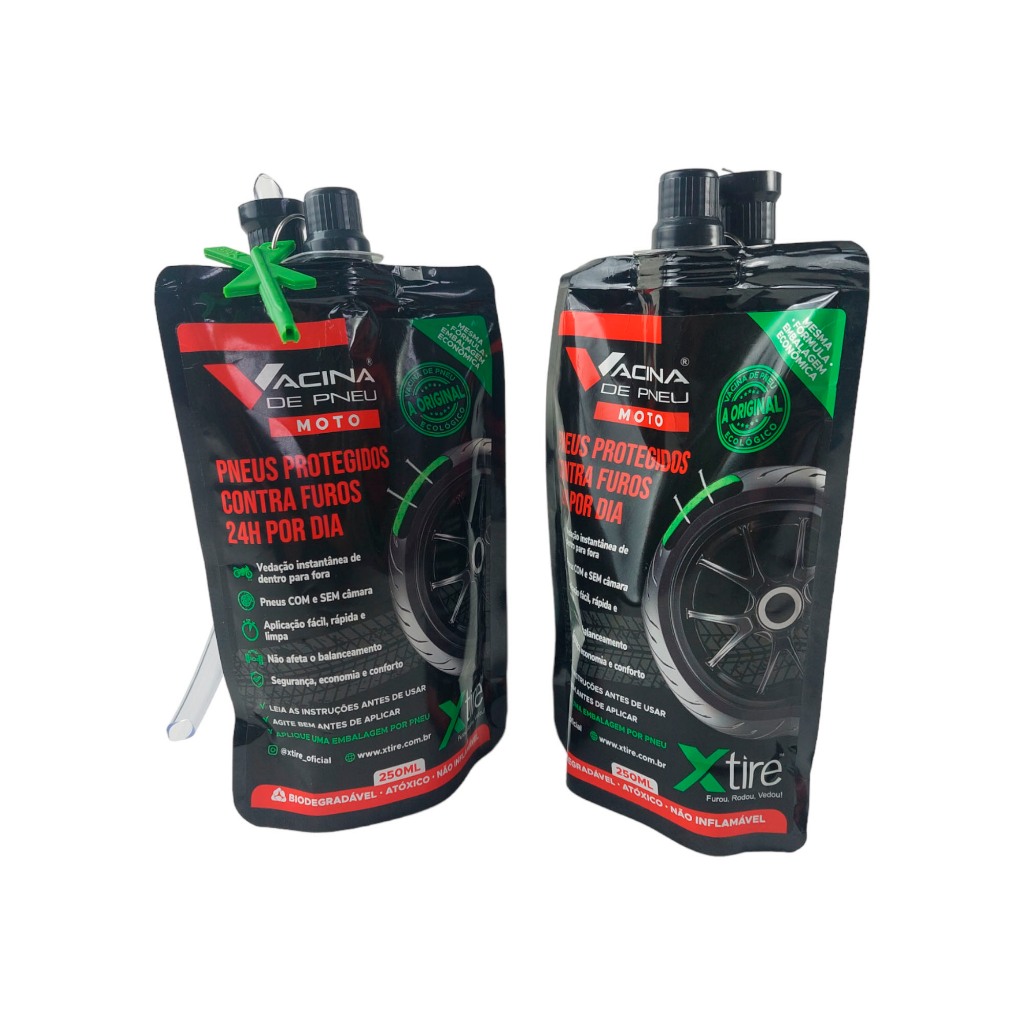 Vacina Blindagem Selante P/ Pneu Moto 250ml Xtire 2 Unidades