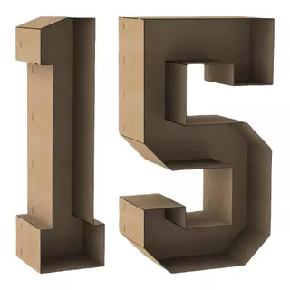 Número 15 Estilizado em MDF Cru para Festas de 15 Anos 70cm Decoração