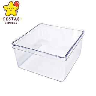 Caixa Acrílica Cakebox Organizadora Multiuso Transparente 15x15cm (1,5 Litros com Tampa)