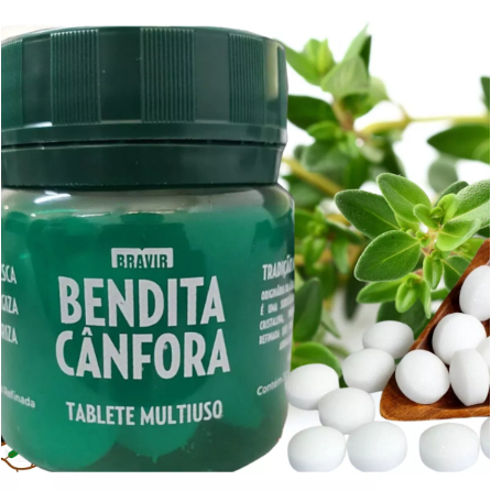 Bendita Cânfora Pote Com 30 Tabletes Pedra Multiuso