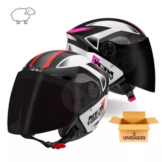 Kit Duas Unidades Capacete Aberto New Liberty Three Pro Tork Brilhante Para Moto Masculkino Feminino