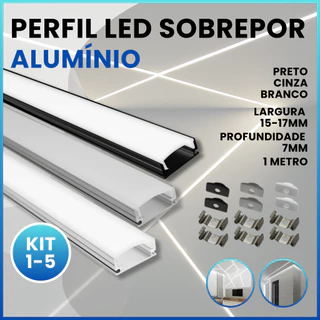 Kit Perfil Alumínio Sobrepor Slim Para Fita Led Metro