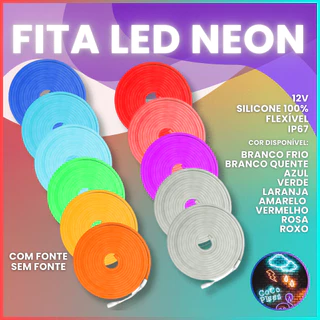 Fita Neon Led 5m Corte 2,5cm 12v Flexivel Alto Brilho