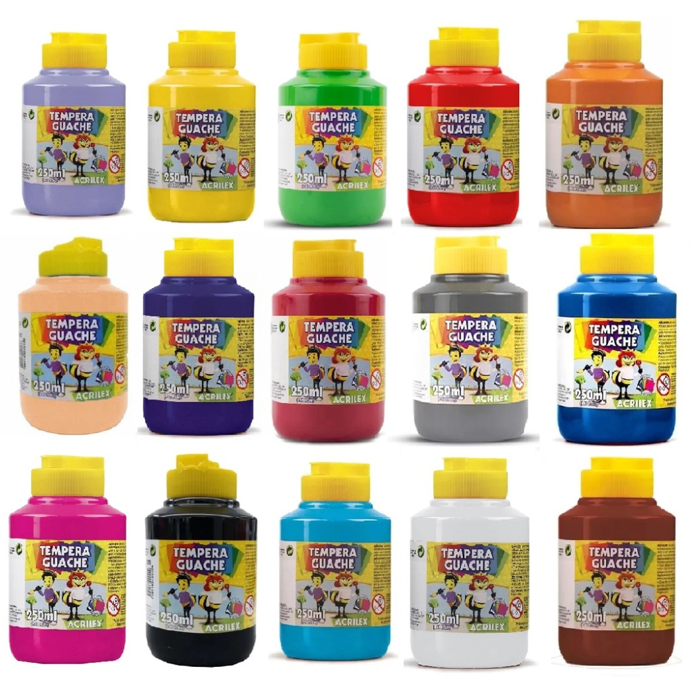 Tinta Guache 250ml Kit 10 Cores A Sua Escolha - Acrilex | Shopee Brasil