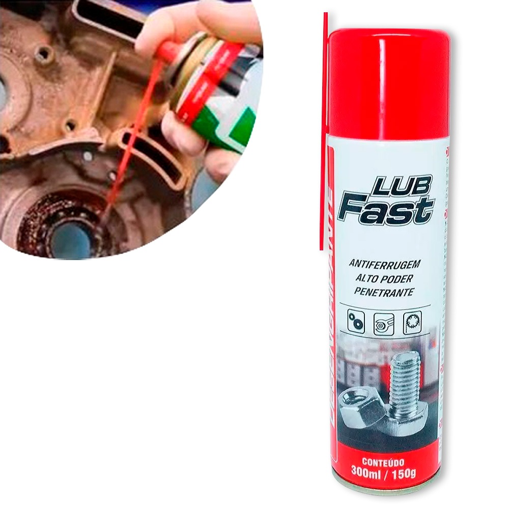 Kit Desengripante Spray Antiferrugem Lubrificante Lubfast 300mL
