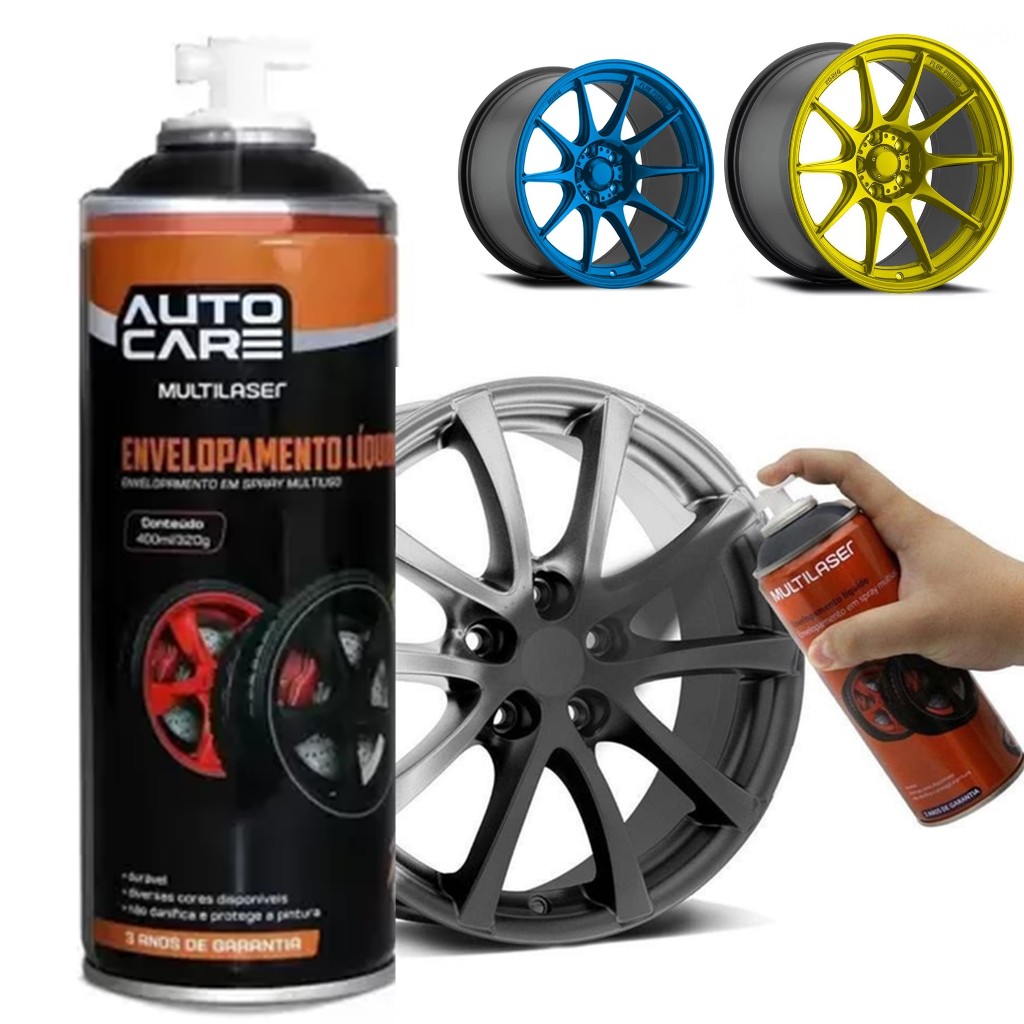 Tinta Spray Envelopamento Líquido Rodas Vidros Metal Lataria de Carro e ...