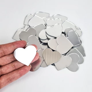 Kit de Minis Corações 4x3,6cm Decorativos Em Acrílico Espelhado