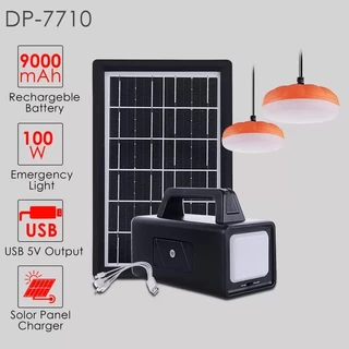 Kit Bateria Portátil Painel Solar 9000mAh/11000mAh Lanterna Holofote 100W 2 Lâmpadas Led 2usb