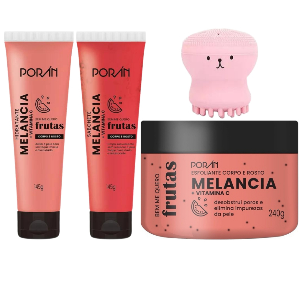 Kit Cuidado Corporal Poran Melancia + Esponja Polvo