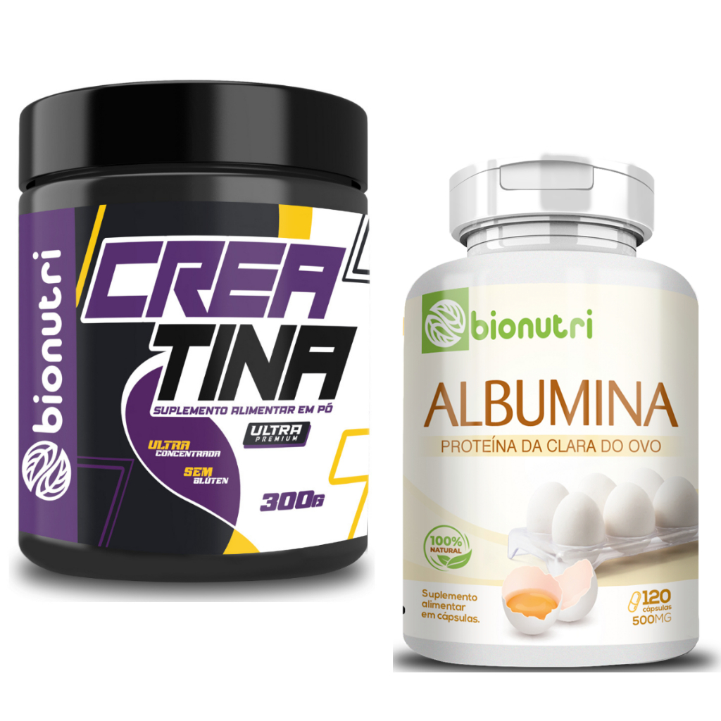 Creatina Monohidrat 300g + Albumina 500mg 120 Capsulas - Bionutri ...