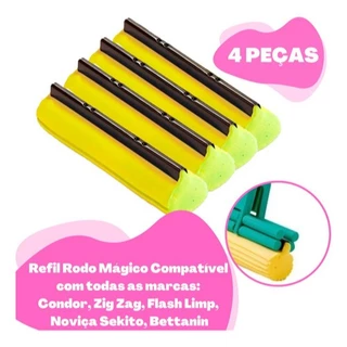 Kit 4 Unidades Refil Para Rodo Mágico Dobrável Limpar Casa extra Absorvente