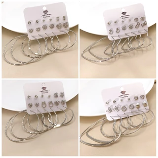 9 Pares/Set Moda Brincos argola estiloso Brinco Para As Mulheres Acessórios De Jóias