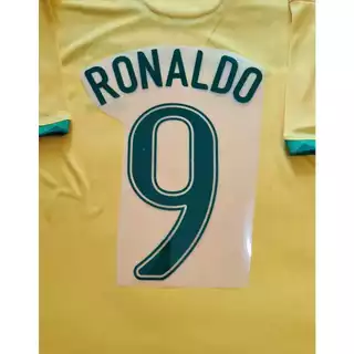Kit Nome + Número Ronaldo 9 Personalização Seleção Brasileira Copa do Mundo 2002 2006