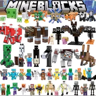 Conjunto 12 à 14 pç minecraft Minecraft Steve Creeper Modelos De Brinquedo Criativo Quebra-Cabeça Montar Brinquedos mini Figura De Ação Construção De Blocos MINE CRAFT Personagem JY