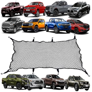 Rede Caçamba Camionete 100x150 Reforçada Com Elástico Nas Pontas Ganchos Hilux Frontier Ranger S10 L200 Triton Amarok Toro Rampage Maverick Dodge Ram Oroch Titano Saveiro