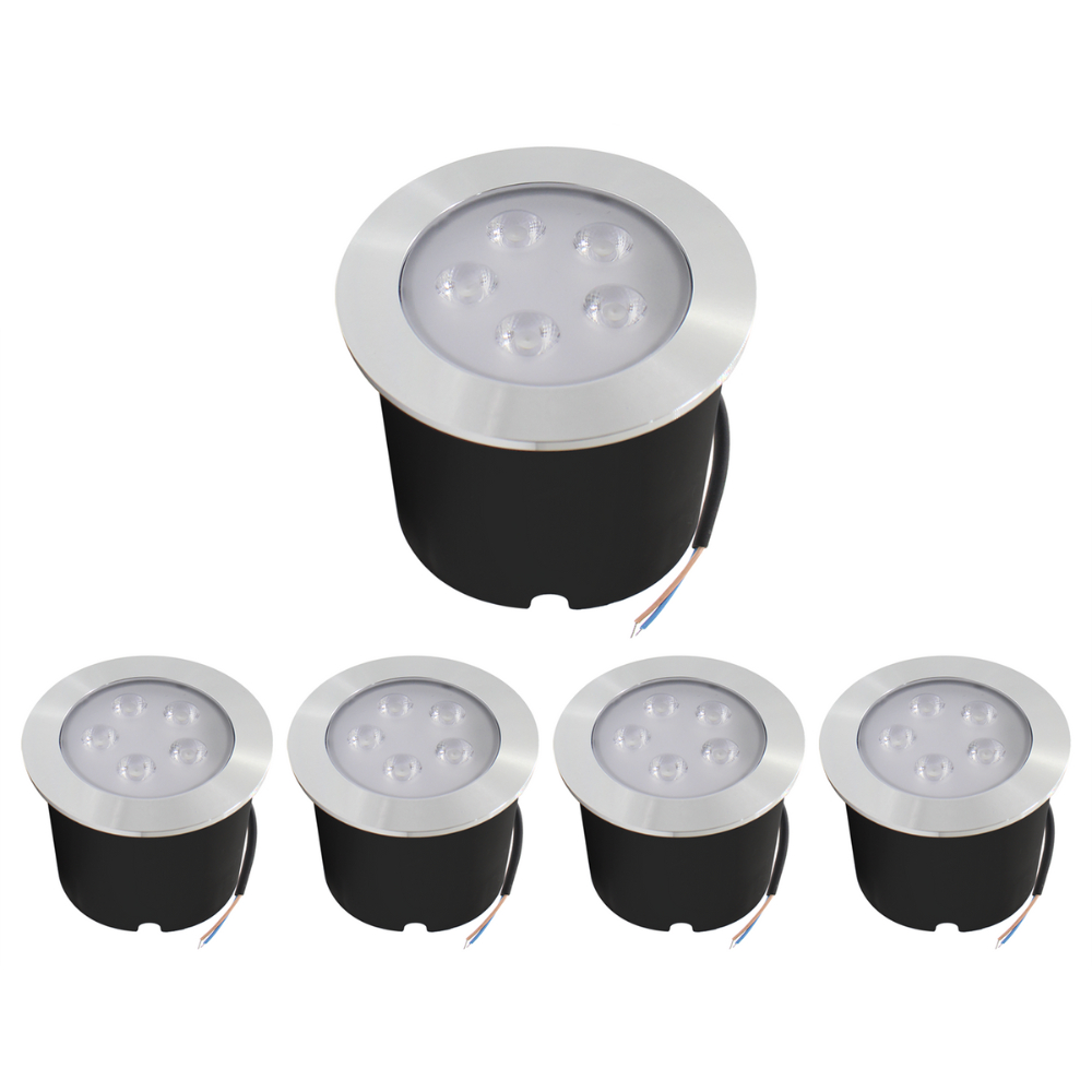 Kit 5 Balizador Spot Led Embutir Chão Piso Jardim Quente / Frio / Verde