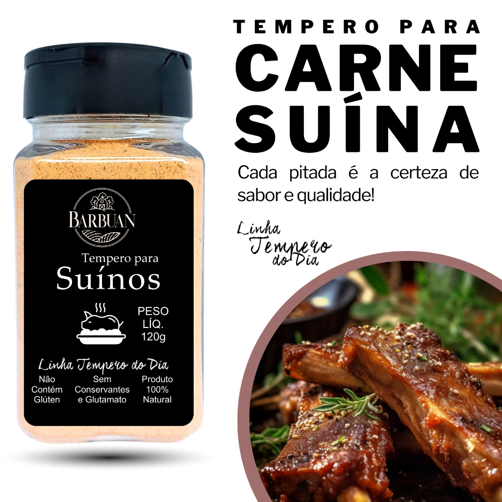 Tempero para Carne Suína 120G - Temperos Naturais Barbuan Casa De ...