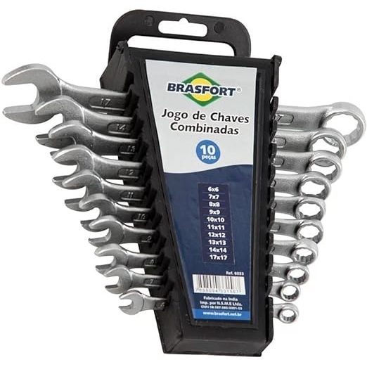 KIT DE CHAVE COMBINADA 6 A 17MM COM 10 PEÇAS BRASFORT