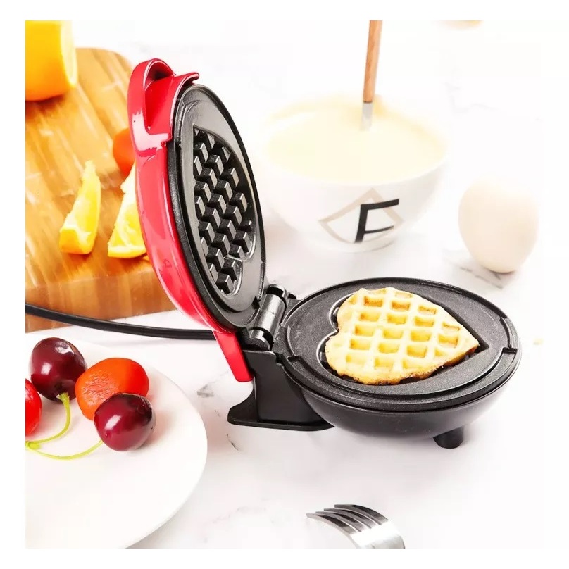 Mini Máquina Forma De Waffle Formato Coração Mini Elétrico Panela ...