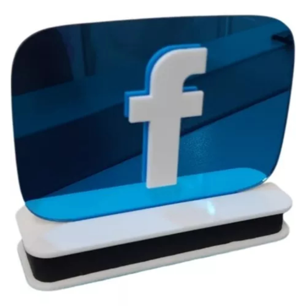 Decoração Mesa Ícone Facebook Like Curtir Live Influence Podcast estudio gravação