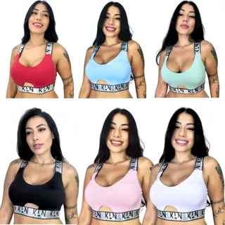 Kit 3 Top Academia Fitness Com Bojo Removível Elástico Reforçado Roupa Academia Feminina