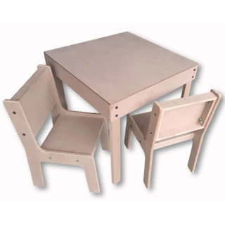 Conjunto de Mesa Infantil c/ 2 Cadeiras Estudos Alimentação Brincar em MDF Cru 15mm Envio Imediato