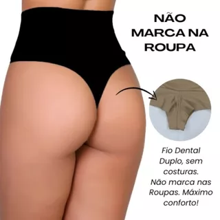 PROMOCAO 5 Calcinha Cintura Alta 38 ao Plus Size Segura Culote e barriga Fio Duplo Levanta Bumbum Miriam