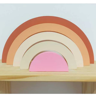 Arco íris Boho Terroso e Rosa MDF 5 Peças Madeira Decoração