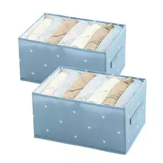 Kit 2 Caixas Organizador de Roupas Ideal P/ Jeans, Blusas C/ Zíper Inferior 7 Divisórias 25X36