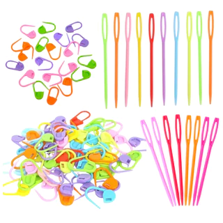 kit 10 Agulhas Tapeceiro + 20 Marcador de Ponto Cadeado Crochê Tricô Bordado em Oferta na Shopee