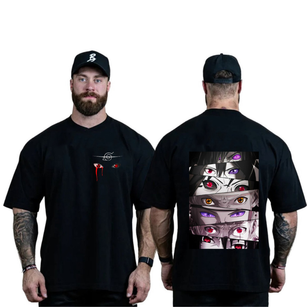 Camiseta Oversized Naruto Anime Confortável Larga Treino