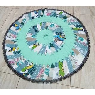 Tapete de Retalho Redondo Artesanal 1 Metro para Sala Quarto Bamheiro Cozinha cachorro