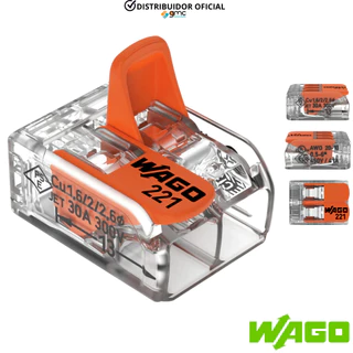 Kit Conector Emenda P/ fios 0,5mm-6mm 2 Polos 41A Wago 221-612 - 6 peças