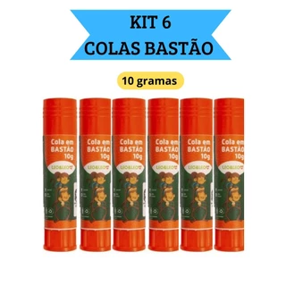 Kit 6 Colas em Bastão Escolar 10g Escritório Artesanato Leo&Leo