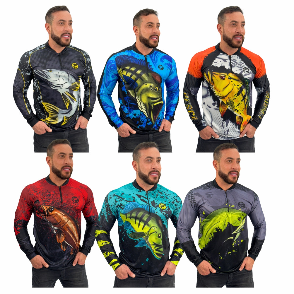 Camisa Camiseta Blusa de Pesca Com Proteção Solar Pescador Feminino Uv50 Tecido Dry fit Peixe DE Pescaria Lançamento 2024+ Envio Imediato