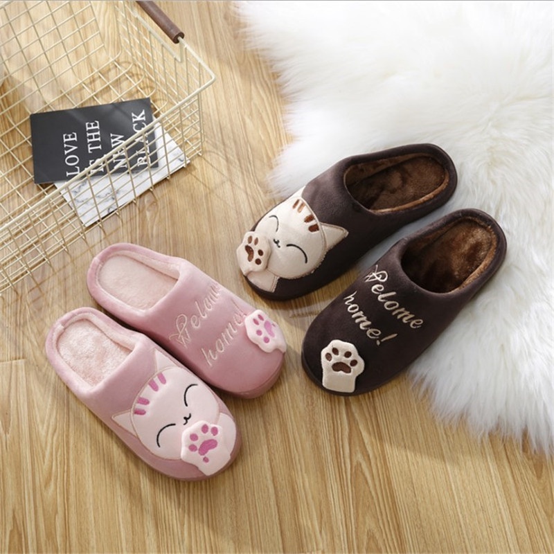 Pantufa de Pelúcia Gatinho Adulto ou Infantil Confortável Inverno Com Solado Antiderrapante