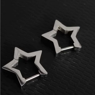 Brinco Estrela Argola Aço Inoxidável Prata Dourado e Preto Unissex