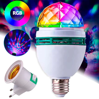 Lâmpada LED Giratória Colorida Magic RGB com Adaptador de Tomada - Ideal para Festas e Baladas