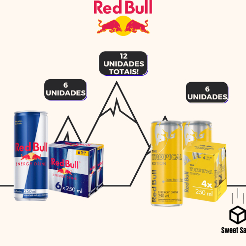 Fardo de 6 Red Bull Tradicional e 6 Red Bull Tropical - 12 Unidades ...