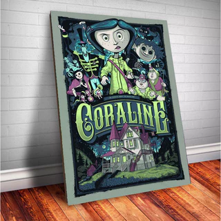Quadro Placa decorativa Coraline e o Mundo Secreto parede & decoração c/ moldura