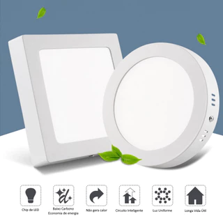 Luminária Painel Plafon Lâmpada de Led 3W 12W 18W 25W de Embutir ou Sobrepor Spot 1 Ano de Garantia