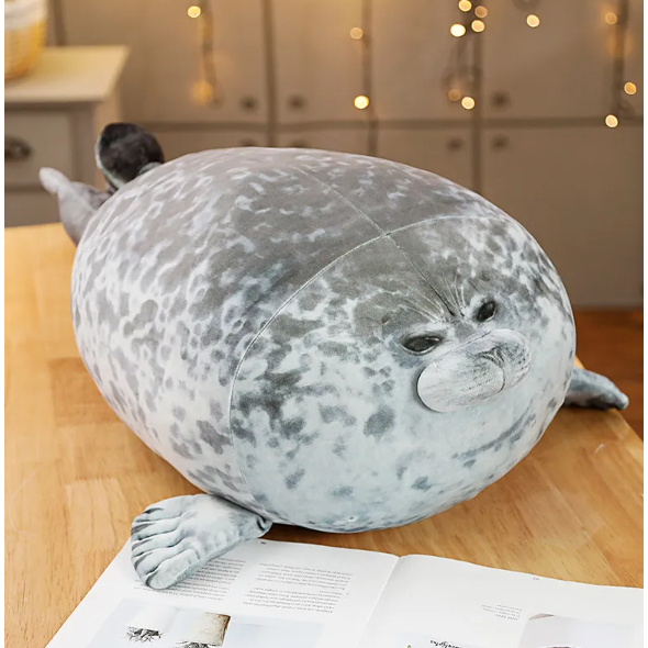 Foca de Pelúcia 30 a 60cm Blob Travesseiro Almofada Fofo Longo Dorminhoco Dormir Gordo Gordinho Pelucia Ursinho Gorda