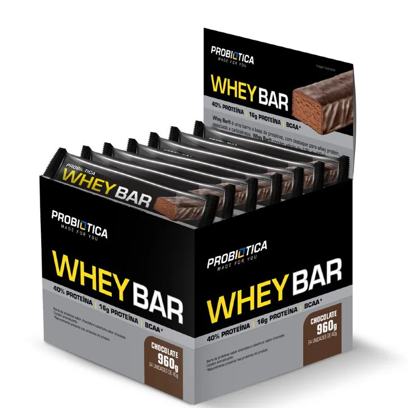Barra de Proteína - Whey Bar Low Carb - Caixa com 24un - Probiotica - Vários Sabores
